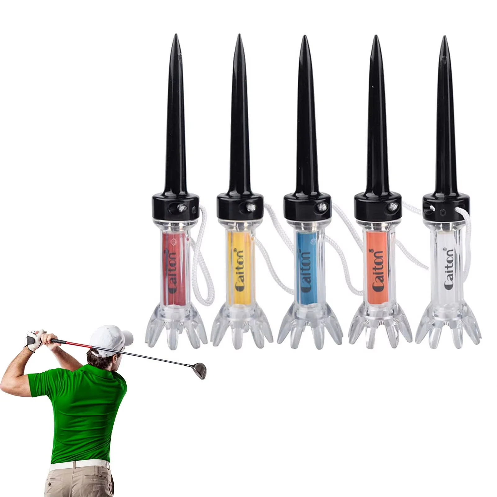 

5Pcs 79/90mm Golf Tees With Original Package Plastic Step Down Golf Ball Tee Holder Local Ret Golf Training Practice Tees