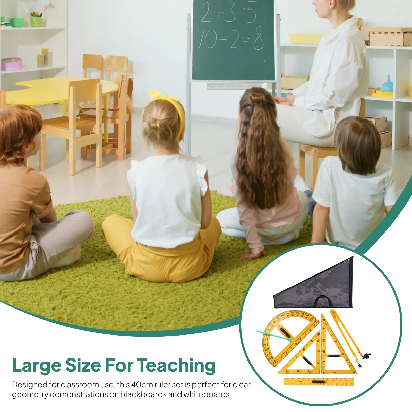 Math Geometry Ruler Kits Multifunction Teaching Rulers for School Blackboard