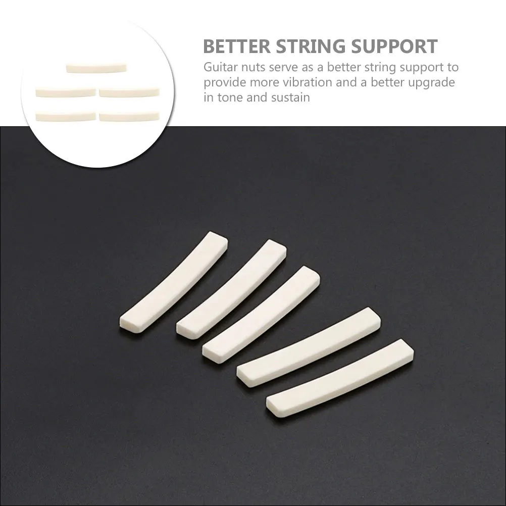 

5Pcs Bone Guitar Nut Curved Base for String Support Improve Tone Sustain High Durability Guitar Accessories Bone Nut Blank