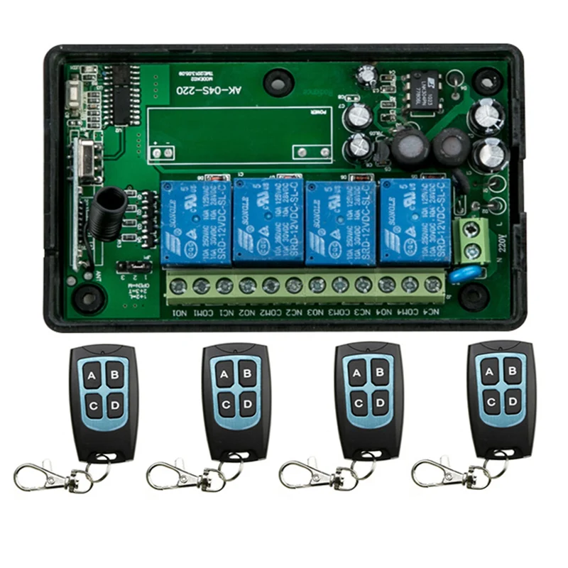 

New AC85v~250V 110V 220V 230V 4CH RF Wireless Remote Control Relay Switch Security System Garage Doors, Electric Doors