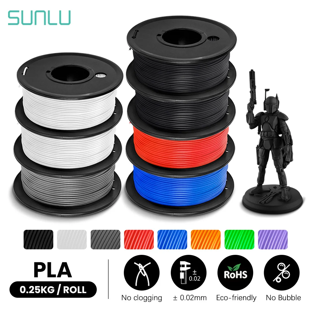 

SUNLU PLA 7 Rolls 250G 3D Printer Filament 1.75mm 7pcs/lot Mini Spool Biodegradable High Strength 3D Print Refills Material