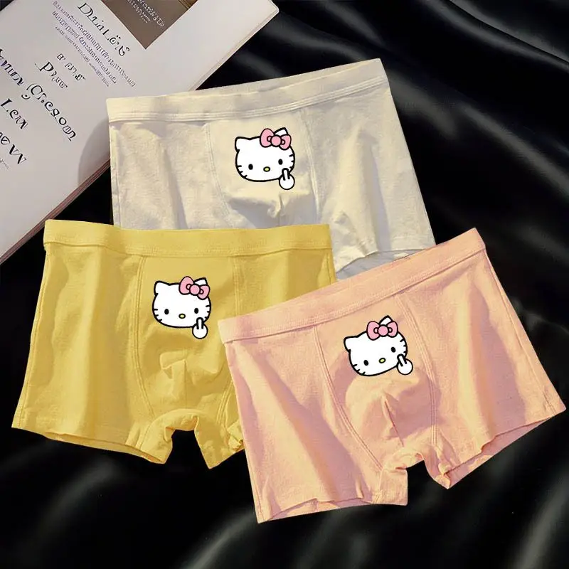 Cotton Men\'s Boxers Hello Kitty Cartoon Cute Underwear Colorful Undies High Quality Elasticity Breathable Underpants Lingerie