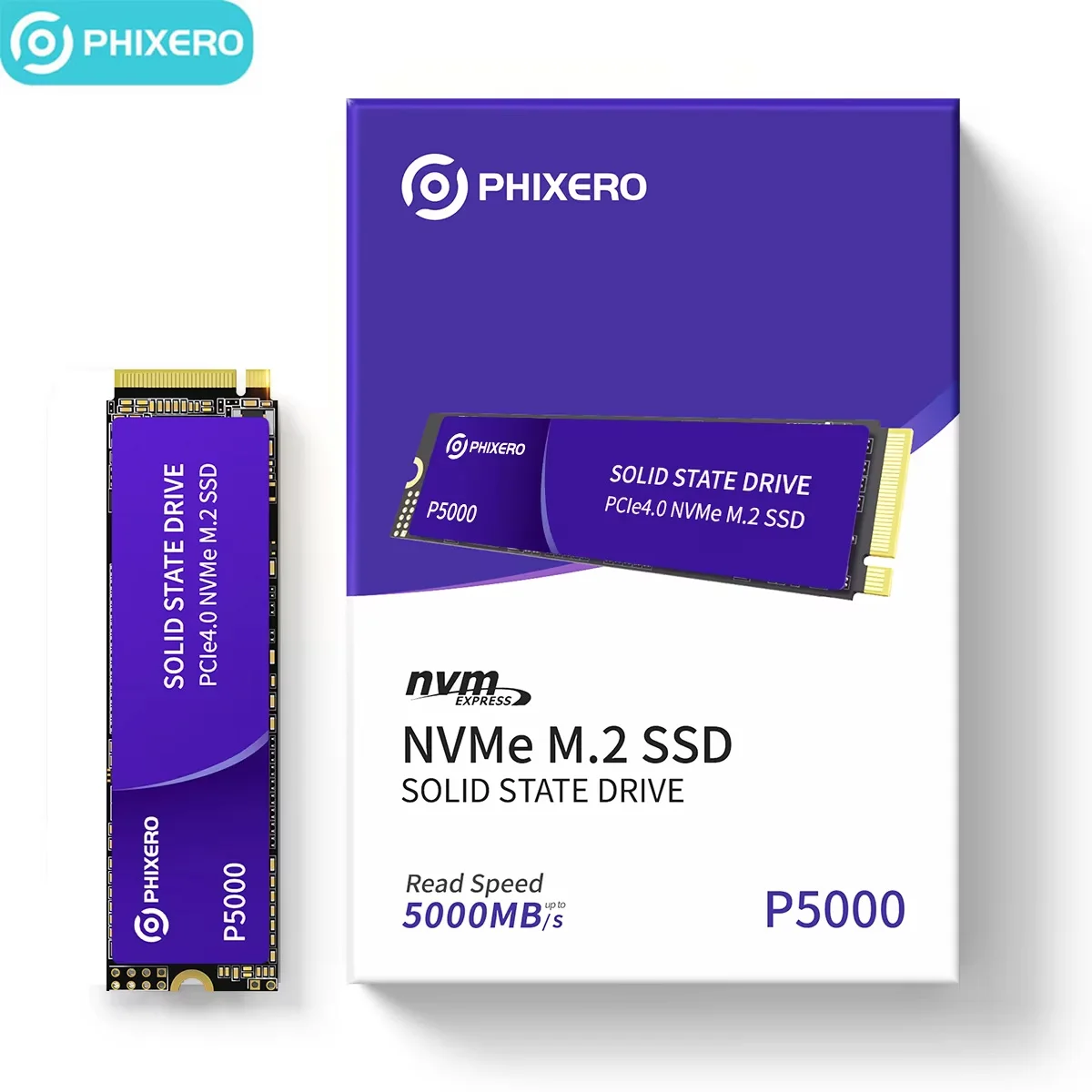 PHIXERO 5000MB/s SSD NVMe M.2 2280 512GB 1TB 2TB 4TB Internal Solid State Hard Disk M2 PCIe 4.0x4 2280 SSD Drive or PS5 Laptop