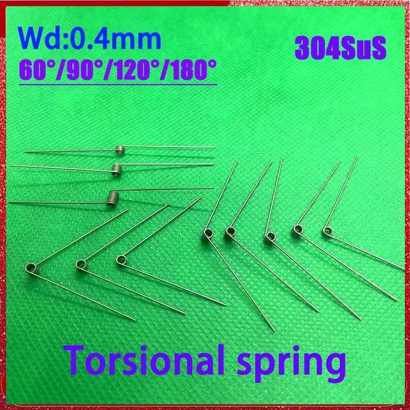 Wire Diameter 0.4mm 304 Stainless Steel Reset Strong Torsion Spring Customizable 60°/90°/120°/180° High-strength V-shaped Spring