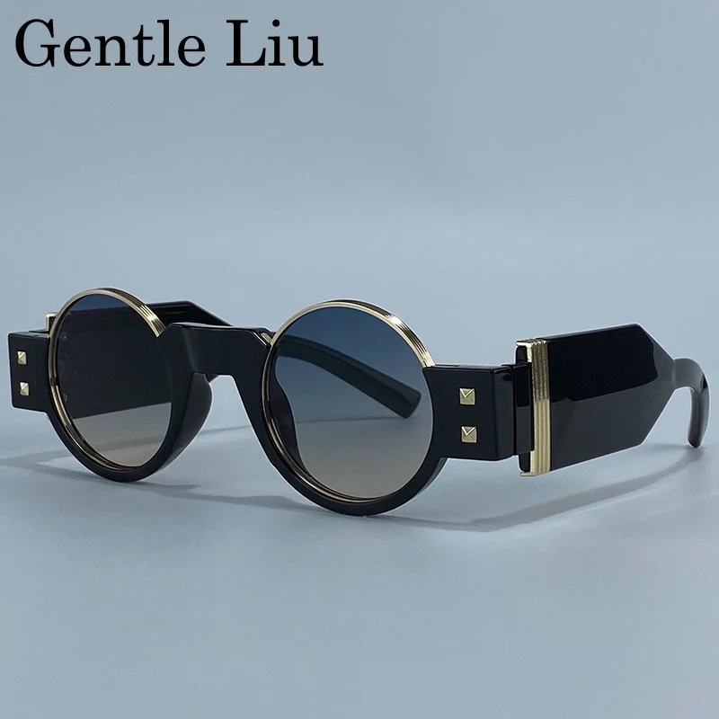 Small Frame Gothic Steampunk Round Sunglasses Men 2026 Luxury Brand Y2K Punk Sun Glasses For Male Retro Thick Eyewear Shades