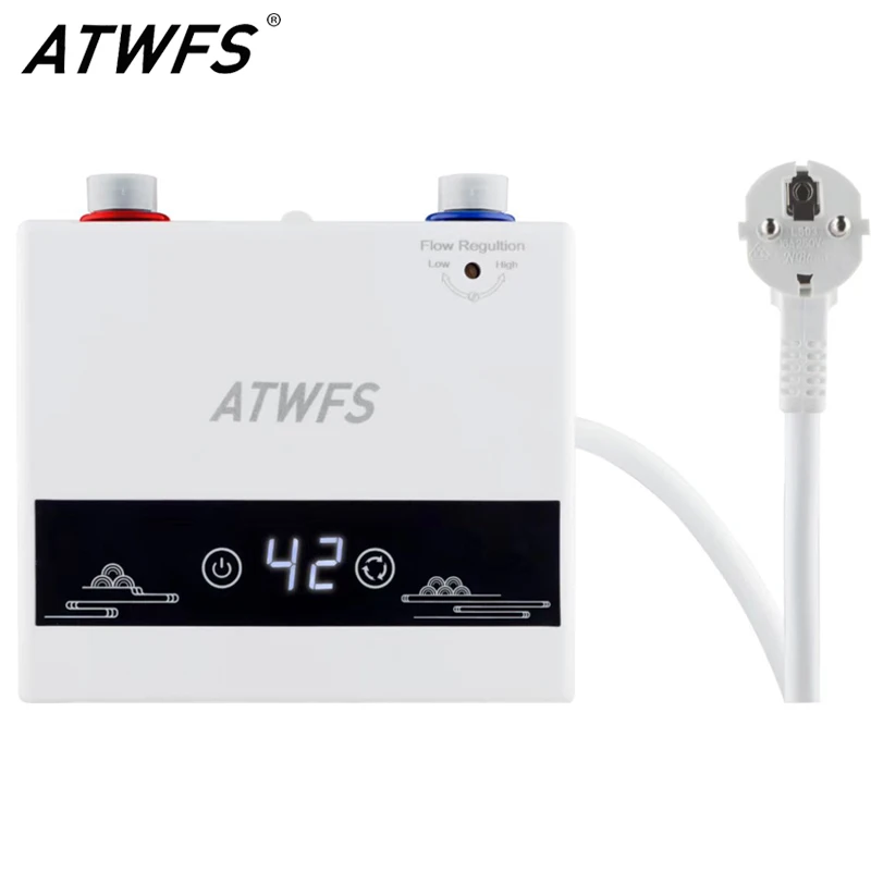 ATWFS Instant Water Heater 220V 4000W Portable Electric Heaters for Bathroom Hot Water Shower and Home Kitchen Heating