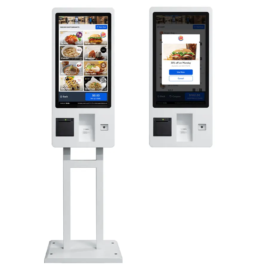 

23.6 27 32 inch Touch screen Window Android fast food ordering self serve machine restaurants payment kiosk