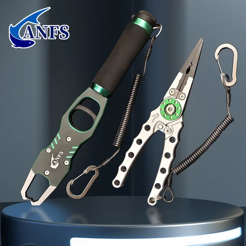 Imagen 2 del producto ANFS Herramienta de alicates de agarre de labio de pesca - Pinza de labio de pescado con escala, pinza de pesca de 40 libras - Alicates de pesca prácticos bloqueables