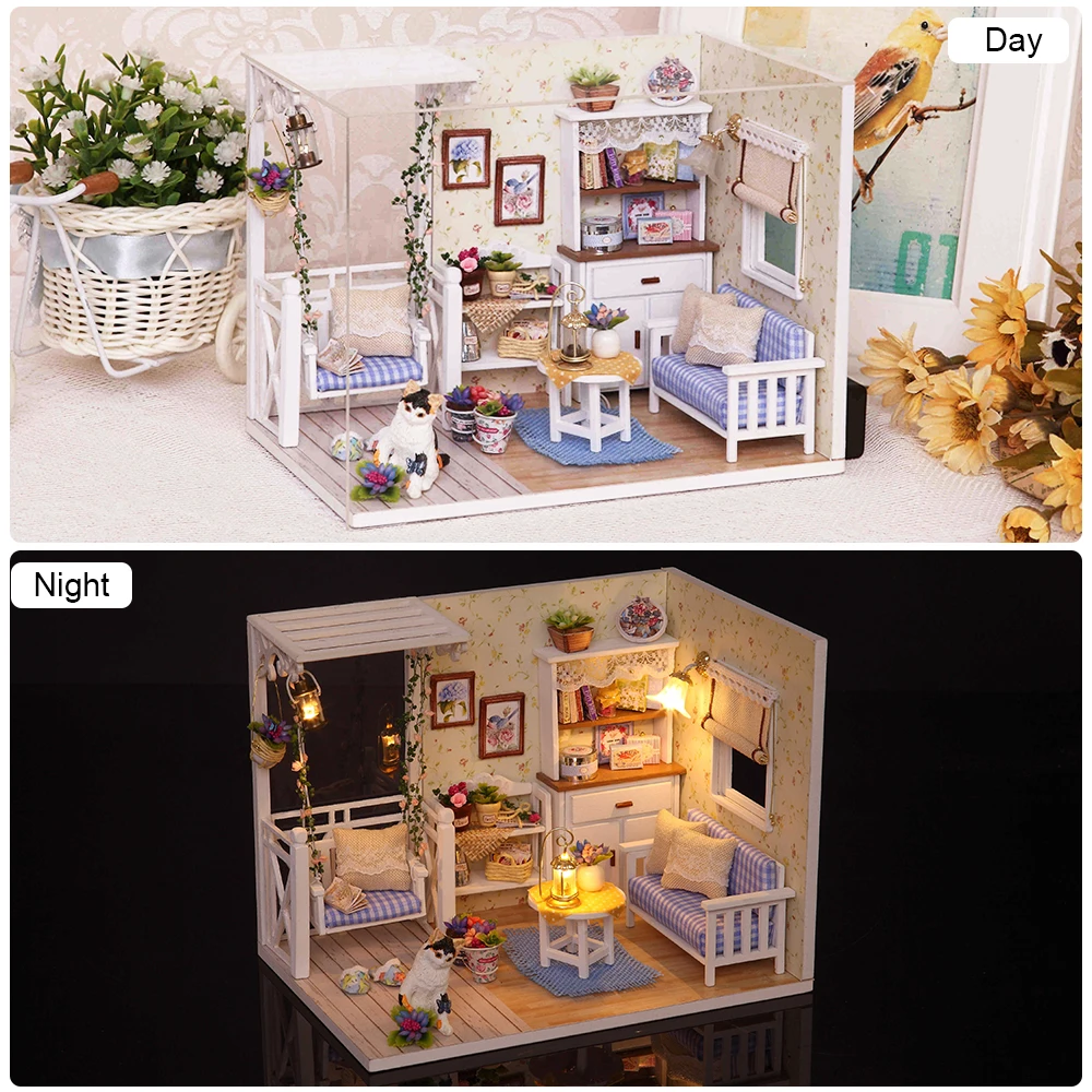 CUTEBEE-casa de muñecas de madera en miniatura para niños y adultos, juguete de construcción hecho a mano con muebles, regalo de Navidad, 1:24