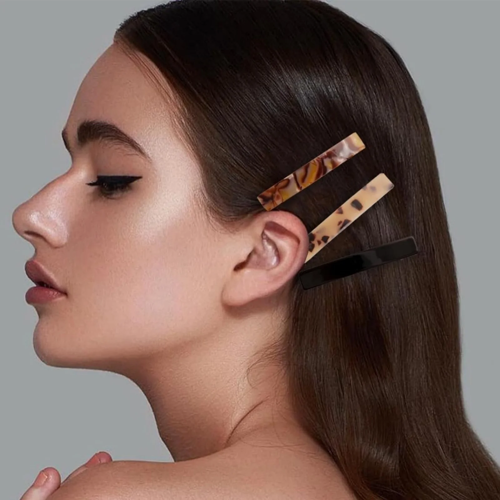 1 x französische Federklammer aus Acetat, einfacher oberer Clip, Stahlklammer, elegantes Haar-Accessoire, Metall-Haarspange, lässiges EVA – Detail 7