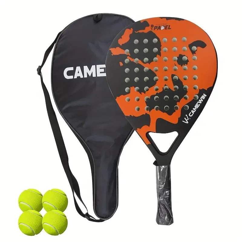 1 Set Professional Beach Padel Tennis Racket Carbon Fiber Soft EVA Face Paddle Adult Sport Training Accessories