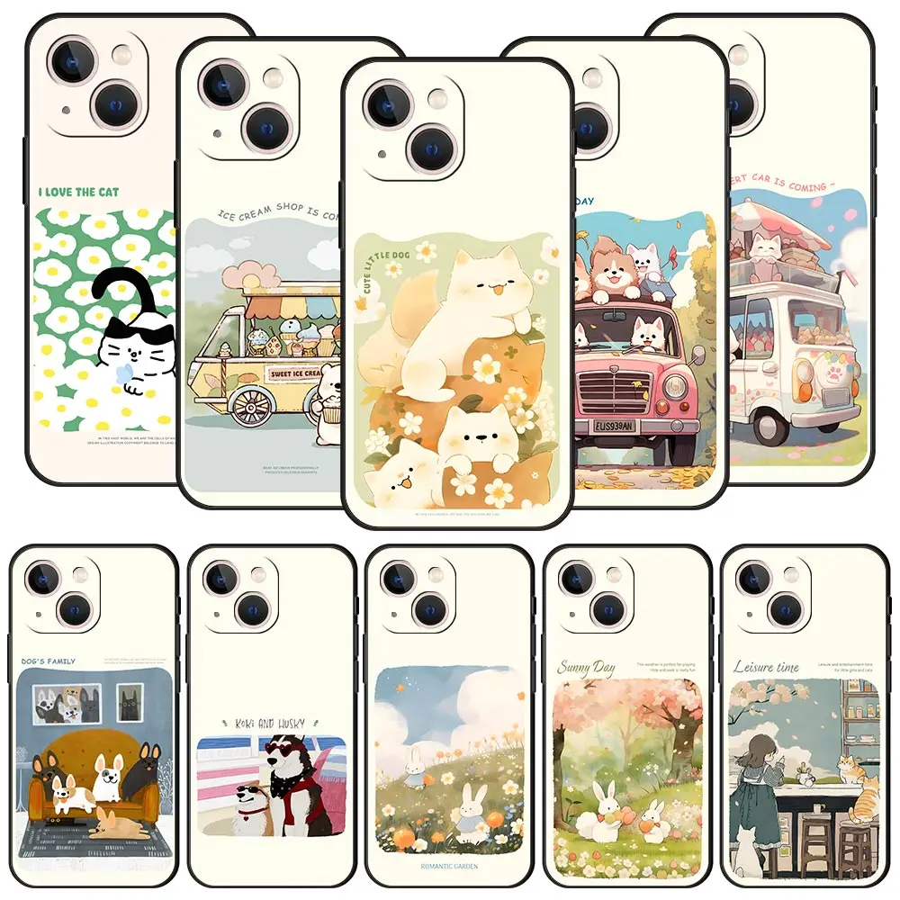 Cartoon Dog fresh style Cat Phone Case For Samsung Galaxy S26 S25 S24 S23 S22 S20 Ultra S21 FE 5G S10 Plus TPU Shockproof Cover
