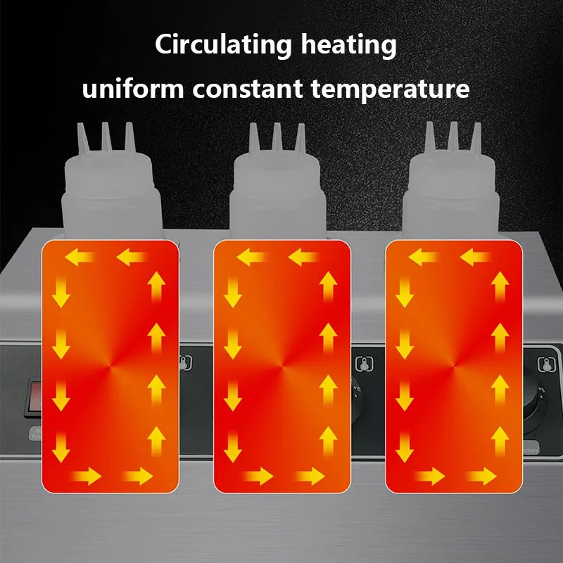 

Sauce Warmer Commercial 3 Bottles Chocolate Warming Machine Electric Cheese Sauce Hot Bottle Professional Warmer Soy Jam Heater