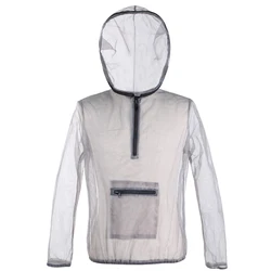 Outdoor Ultralight Mesh Hooded Jacket Anti-mosquito See Through Protective Mesh Shirt Insect Shield for Camping Hiking Fishing