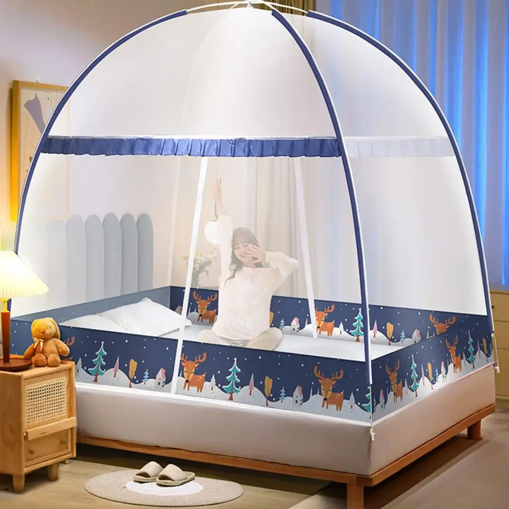 Fully Enclosed Mosquito Net Bed Cover Curtain Full Cover Dual Door Mosquito Tent with Zipper Fully Enclosed Anti-mosquito for A