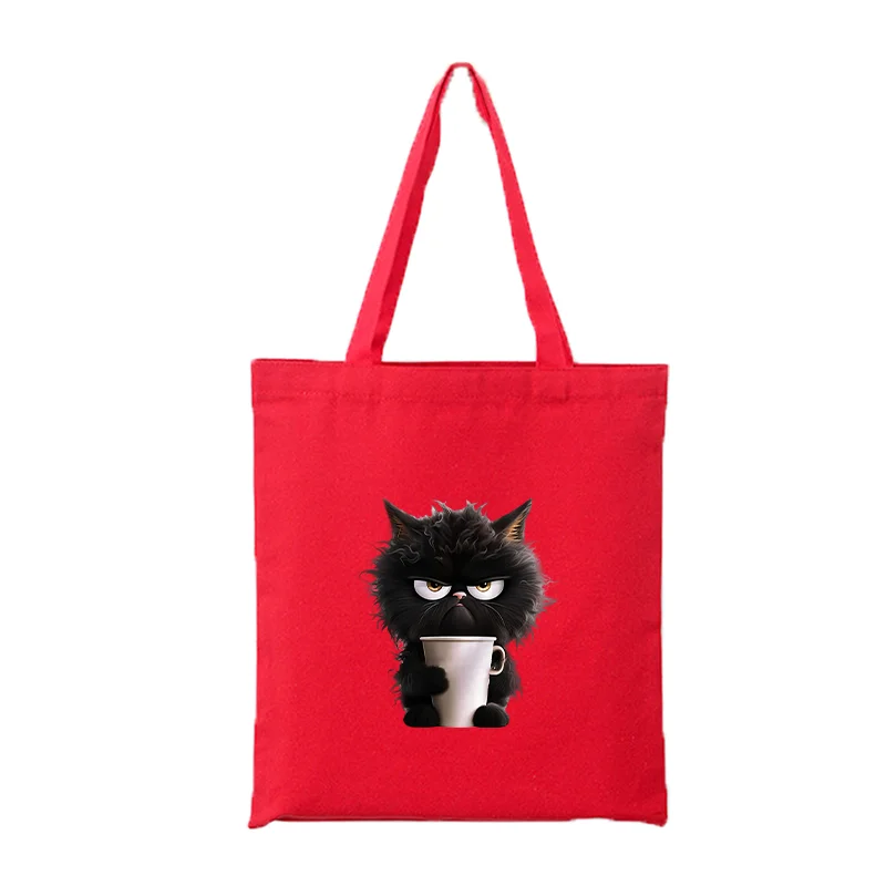 Canvas Bag High-Definition Digital Printed Shopping Bag Cat Pattern Environmentally Friendly And Portable Linen Bag ﻿
