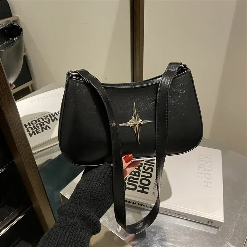 Bolso de hombro simple para axila, bolso con textura versátil y estrella