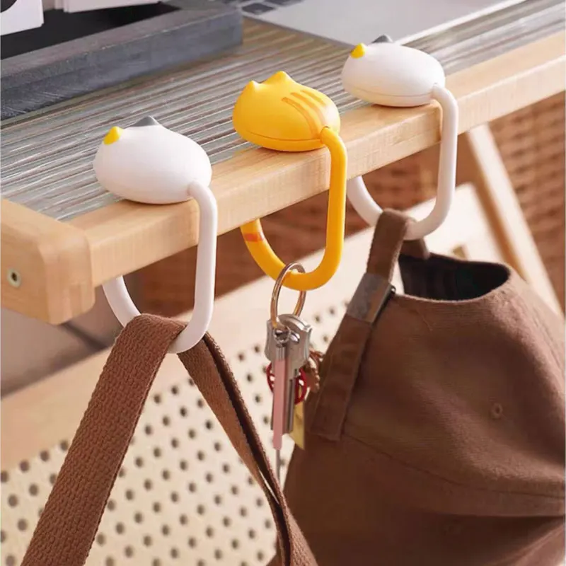 2PCS Cute Cat Tail Purse Hook Portable Bag Hanger Space Saving Table Holder for Restaurant School Home Use