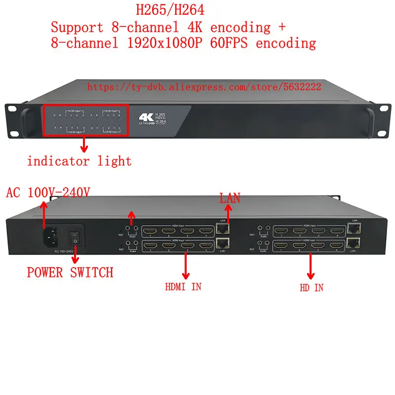 Imagem -04 - Codificador de Vídeo Hdmi para ip Codificador de 16 Canais Hdmi para H.265 Rede H.264 Streaming ao Vivo Push Streaming Cabo Hevc tv Front-end