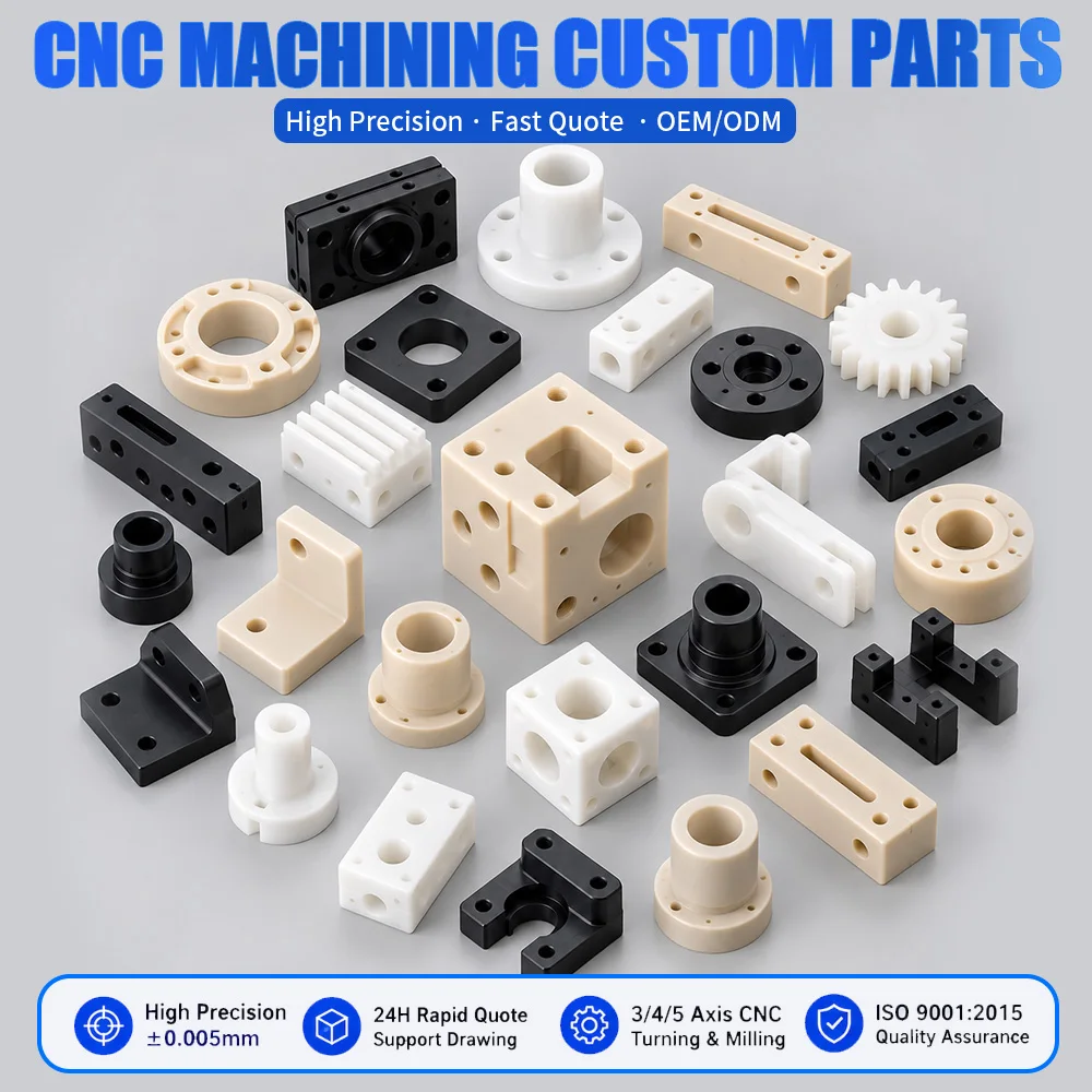 Custom CNC Machined PEEK Parts Precision Engineering Plastic Components High Temperature Chemical Resistant OEM MOQ 1pc