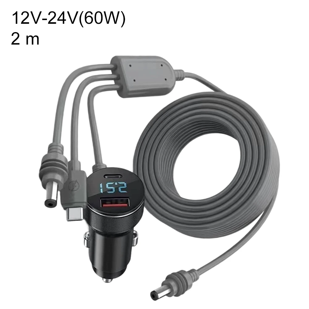 3-in-1 Car For Charger Power Cord 12V-48V Digital Display For For Starlink For Mini For Satellite Dish RV Truck Boat   DC