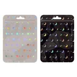50pcs Black White Laser Smell Proof Holographic Bags Pouch for Jewelry Food Storage Packaging Small Business Supplies Material