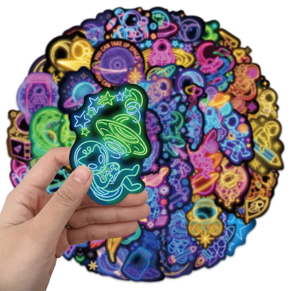 50PCS Neon Space Stickers Exquisite DIY Notebook Water Cup Personalized Decorative Stickers