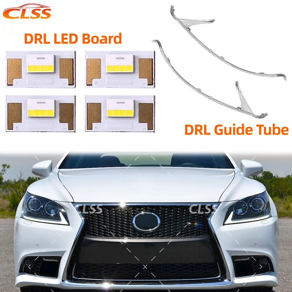

White Angel Eye DRL LED Boards Car Headlight Daytime Running Light Guide Strip Acrylic Lights Tube For Lexus LS460 2013-2016