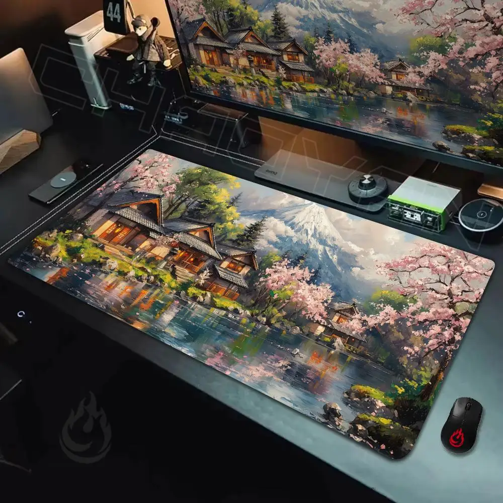 Elegant village scenery Mouse Pad Desk Mat Large Computer Office Carpet XXL Mousepad Gamer Gaming PC Accessories Keyboard Rug 2
