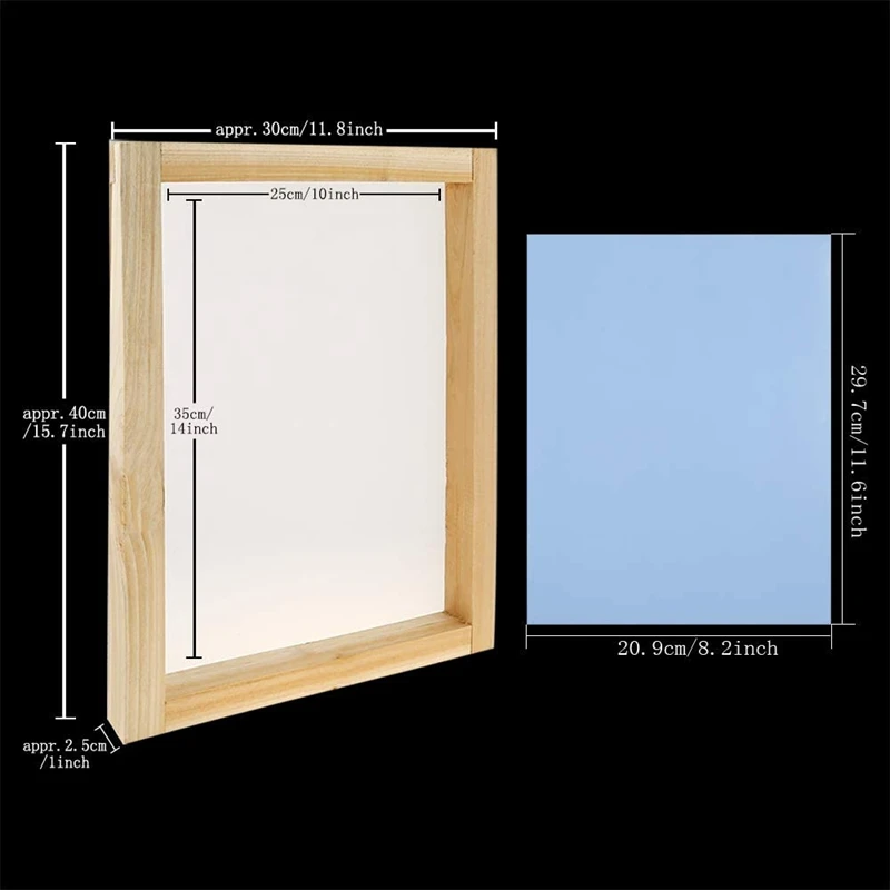 A50I Screen Printing Starter Kit, 10 X 14 Inch Wood Silk Screen Printing Frame With 110 White Mesh, Screen Printing Squeegees