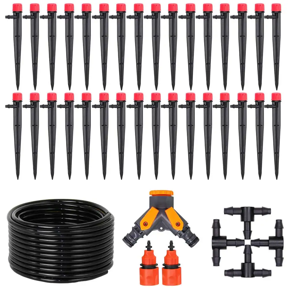 

13CM Drip Irrigation System 4/7mm Hose Adjustable Sprinkler Kit 4-Way Micro Watering system Flow for Garden Flowers Vegetables