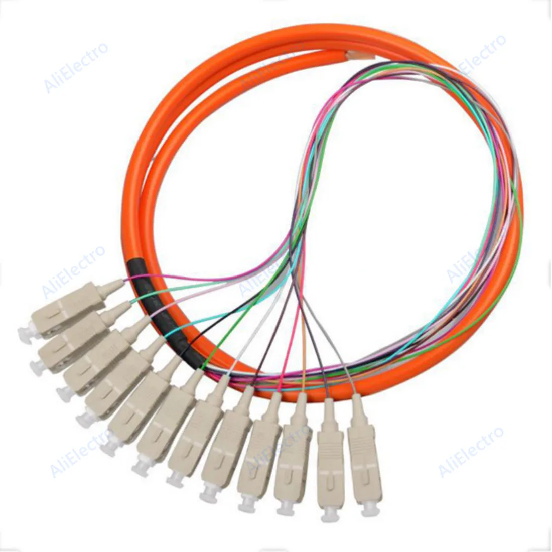 High quality SC 12 core Fiber Optic Bundle Pigtail Multi mode fiber optical MM OM1 62.5/125 SC 1-3 Meters 1pcs5pcs free ship