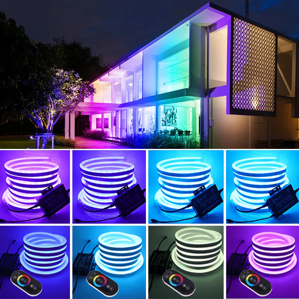 LED Strip EU 220V Neon Flex Rope Light Waterproof Outdoor Lighting 2835 120LEDs/m Ribbon Tape Flexible LED Neon Strip Night Lamp