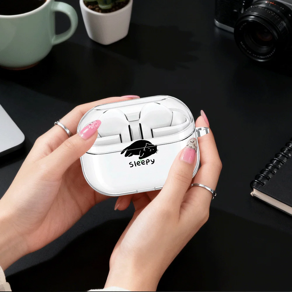 Case For Samsung Galaxy Buds Live 4 Pro 4Pro 3 FE 2 3Pro 2Pro Clear Earphone Cases Cover With Hook Cartoon Dinosaur Cat
