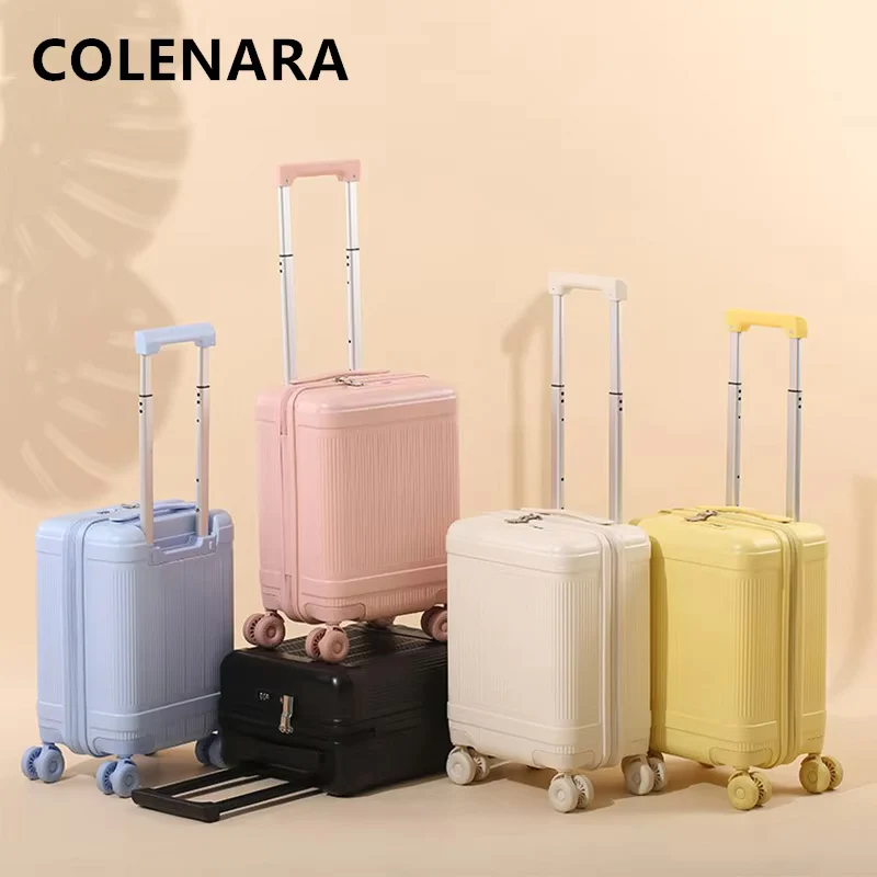 COLENARA Handheld Travel Suitcase 18 Inches ABS + PC Boarding Box Women's Trolley Case Men's Password Box Rolling Luggage