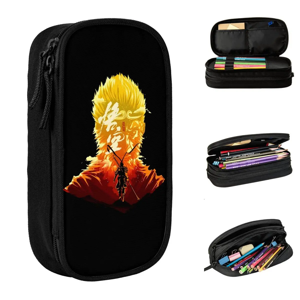 Black Myth Wukong Video Game Accessories Pencil Case Large Capacity Kids The Monkey King Pencilcase Gift