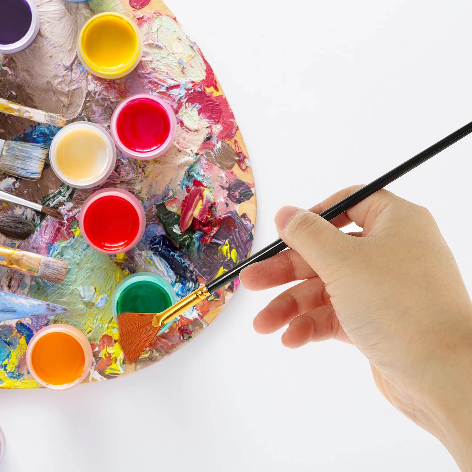 

10pcs Paint Brush Set Watercolor Brushes Aluminum Tube Nylon Hairs Gouache Acrylic Oil Painting Students Educational Use