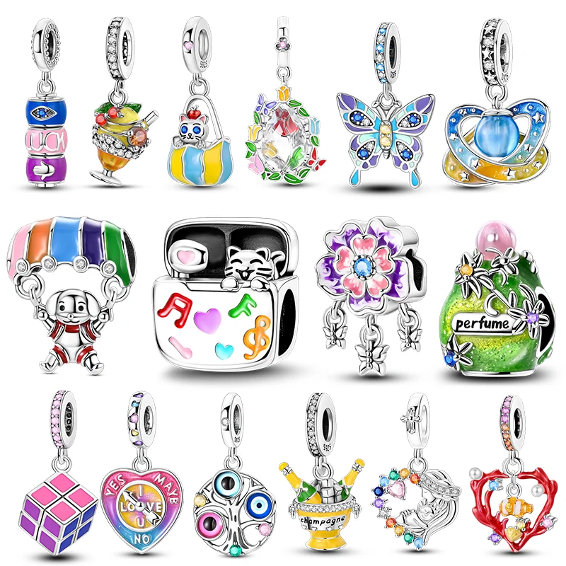 

Стерлингового Серебра 925 пробы Луна Бабочка Подвески Бусины Наушники Авокадо Кулон Ювелирные Изделия Подходит Оригинальный Браслет 925 Для Женщин DIY Подарок