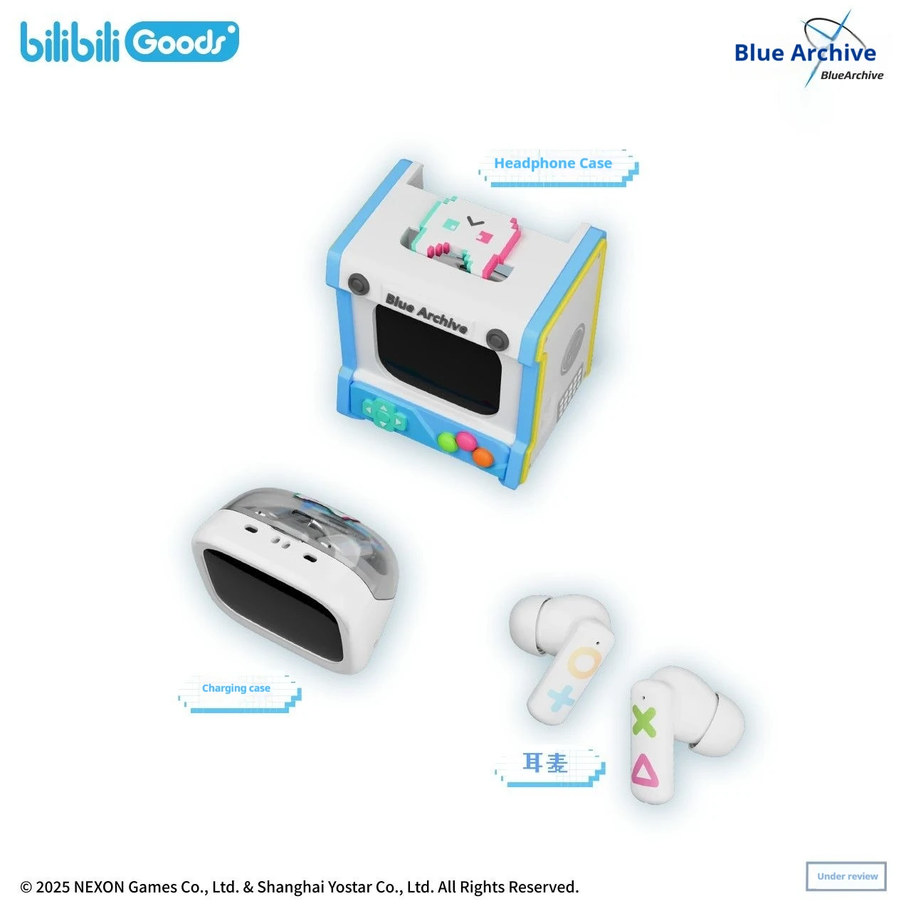 New Original Bluetooth Earphones Blue Archive CUBE FACE