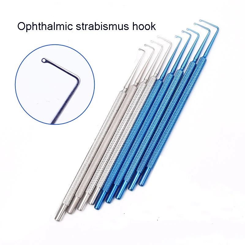 Round Head Eye Strabismus Hook, Retrator com furo sem furo, Titanium Tool