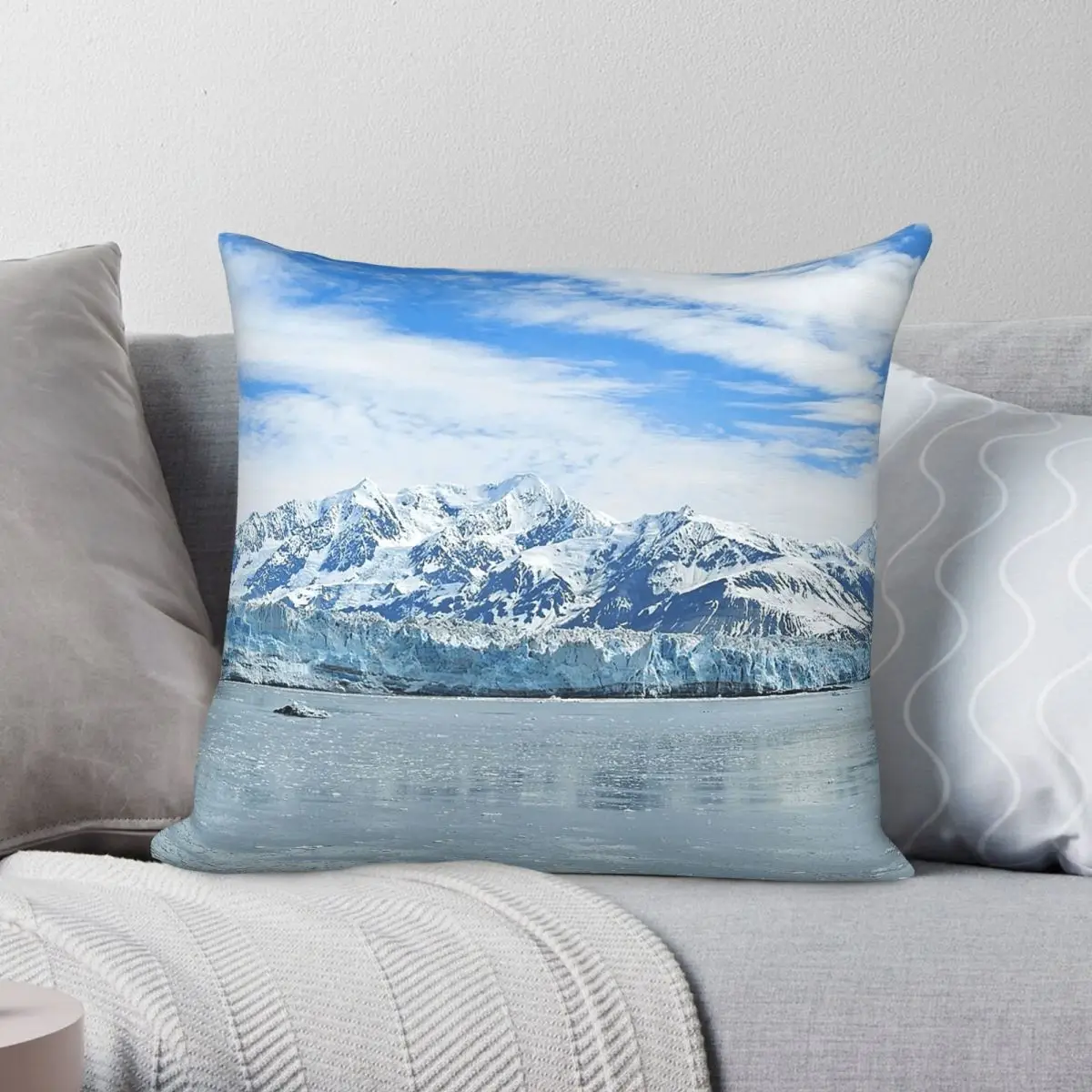 Hubbard Glacier Alaska Pillowcase Polyester Linen Velvet Pattern Zip Decor Throw Pillow Case Home Cushion Cover