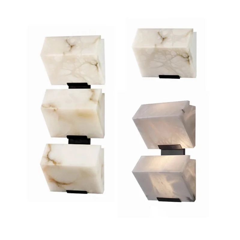 2026 Unique Texture Real Marble  Wall Lamps Elegant Alabaster Home-applicants LED Dimmable Lightings For Living Room Bedroom