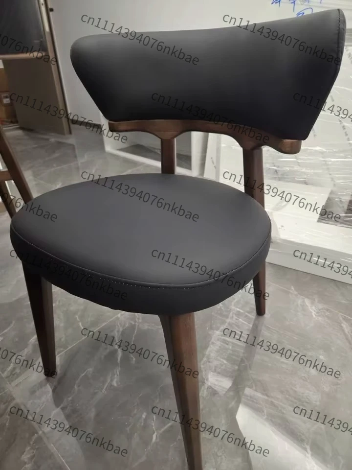 Mid-Century Modern Leather Dining Chair, Anti-scratch Upholstery, High Load Bearing Luxury Chair for Kitchen and Office