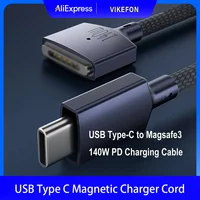 Cable cargador magnético USB tipo C a Mac-safe 3, convertidor de Cable de carga para ordenador portátil PD 140W para MacBook Air/Pro A2442 A2485 A2681 de 2M