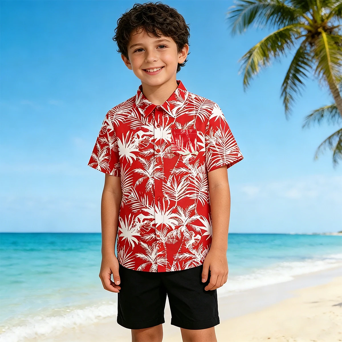 

Boys Hawaiian Shirt Kids Hawaiian Shirt Teenager Summer Beach School Gift Top Fashion Daily Holiday Birthday Tee