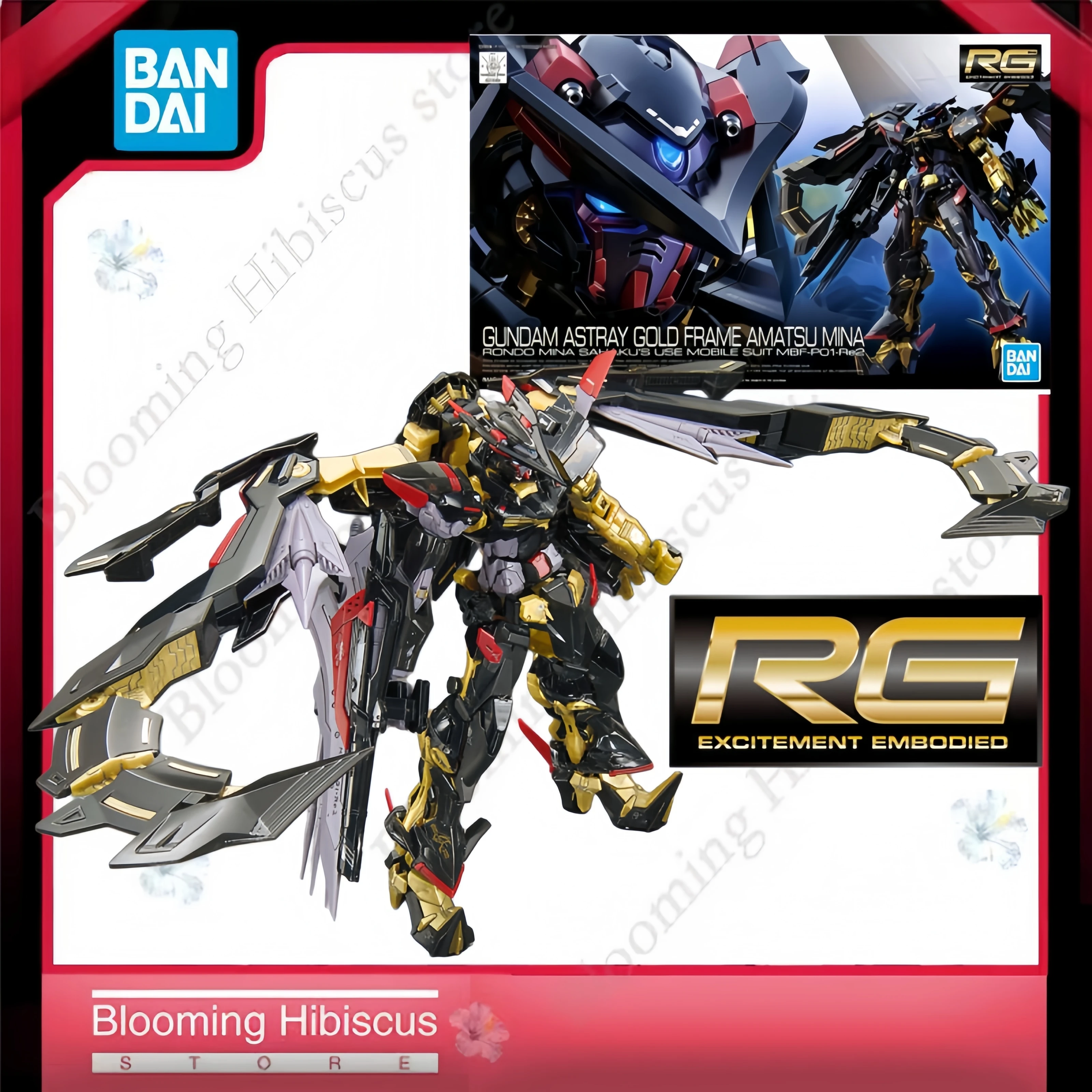 

Authentic Bandai Original Gunpla RG 1/144 MBF-P01-Re2 Gundam Astray Gold Frame Amatsu Mina Anime Gundam Model Kit Action Figure
