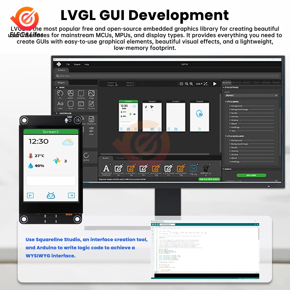 لوحة تطوير ESP32-S3 مع شاشة ملونة TFT مقاس 2.8 بوصة معالج ثنائي النواة وحدة عرض ذكية تعمل بالواي فاي وبلوتوث لـ Xiaozhi AI