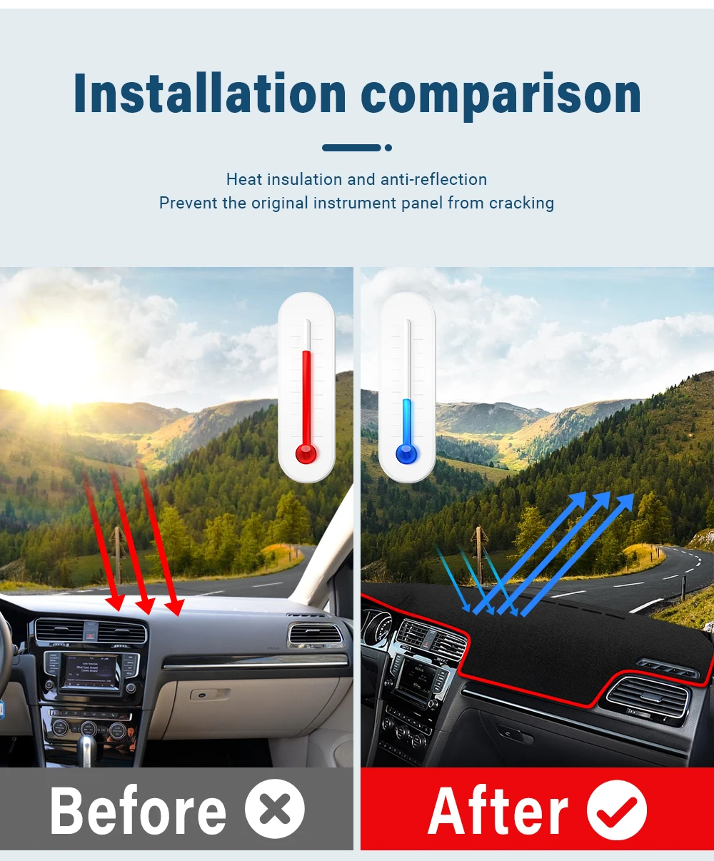 Auto Dashboard Nicht-slip Abdeckung Sonnenschutz Pad Schutz Zubehör Für Volkswagen VW Golf7 MK7 2013 2014 2015 2016 2017 2018 2019 – Detail 2