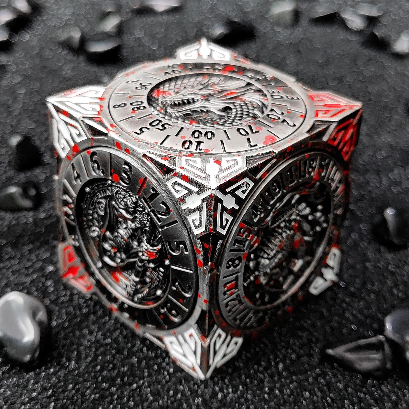 كوكب صغير معدني الروليت الغزل DND النرد للزنزانات والتنينات RPG ثلاثية الأبعاد الإغاثة كول متعدد السطوح لعب الأدوار لعبة النرد المعدني