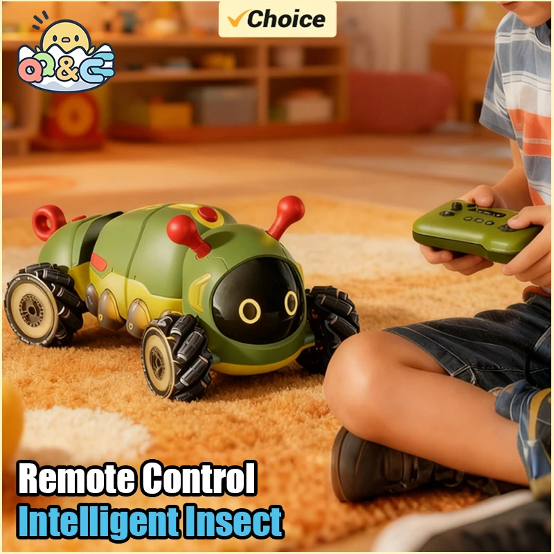 Intelligent Remote Control insect 4WD RC Stunt Car with Spray Light Radio Controlled Animals Electric Toys for Kids Gifts